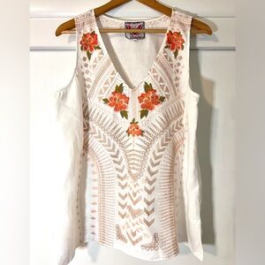 Johnny Was sleeveless embroidered top. Like new.